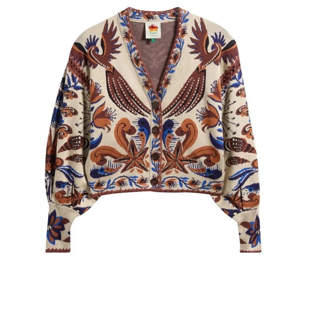 FARM Rio Sand Nature Land Cardigan Size XS NWT - Picture 5 of 16